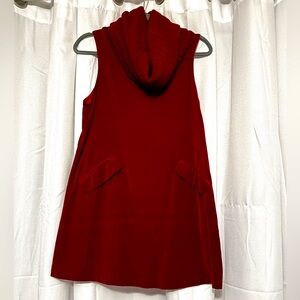 Cowl neck red velveteen romper, medium